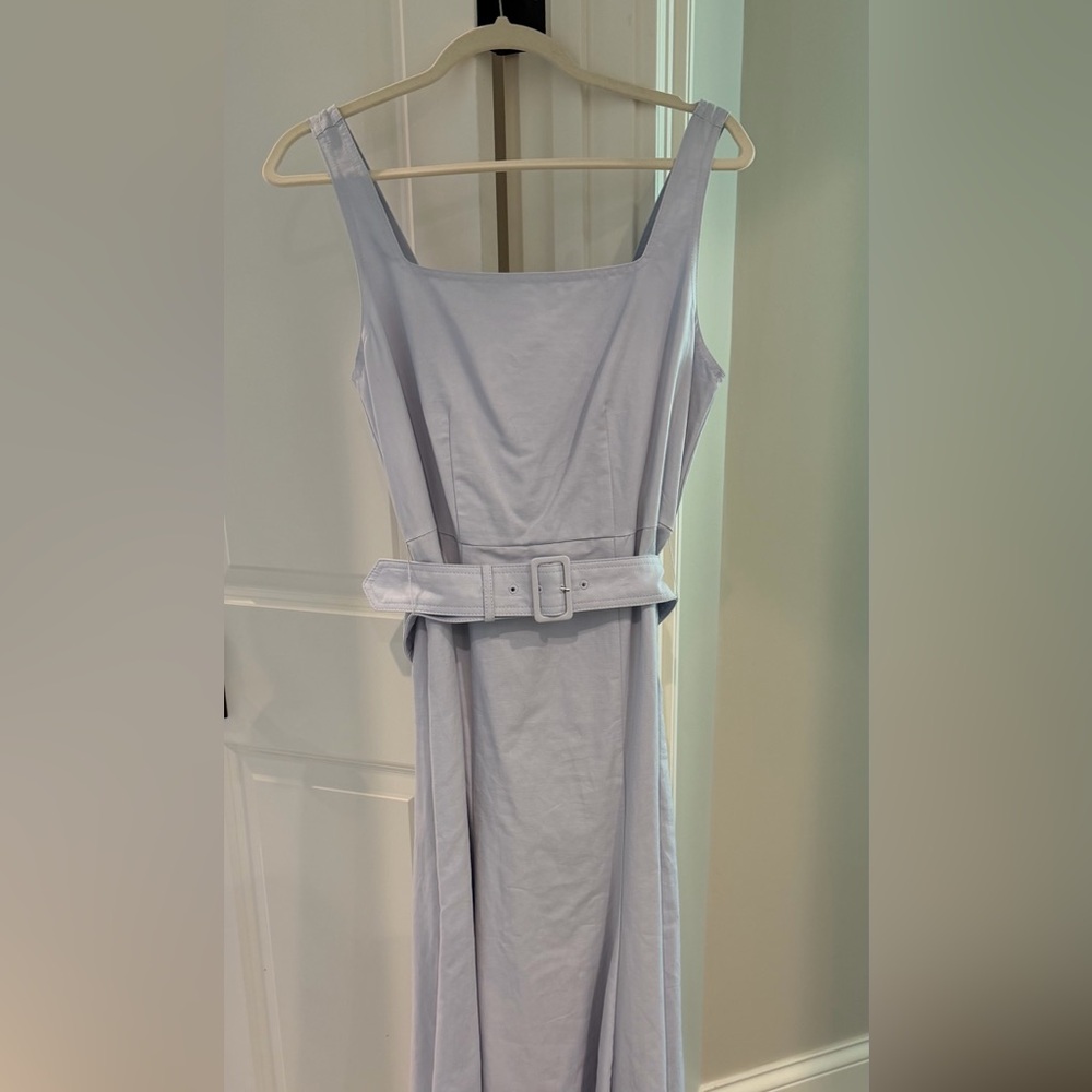 Ann Taylor size 6 Light Blue Belted Square-Neck Midi Dress - Picture 5 of 5